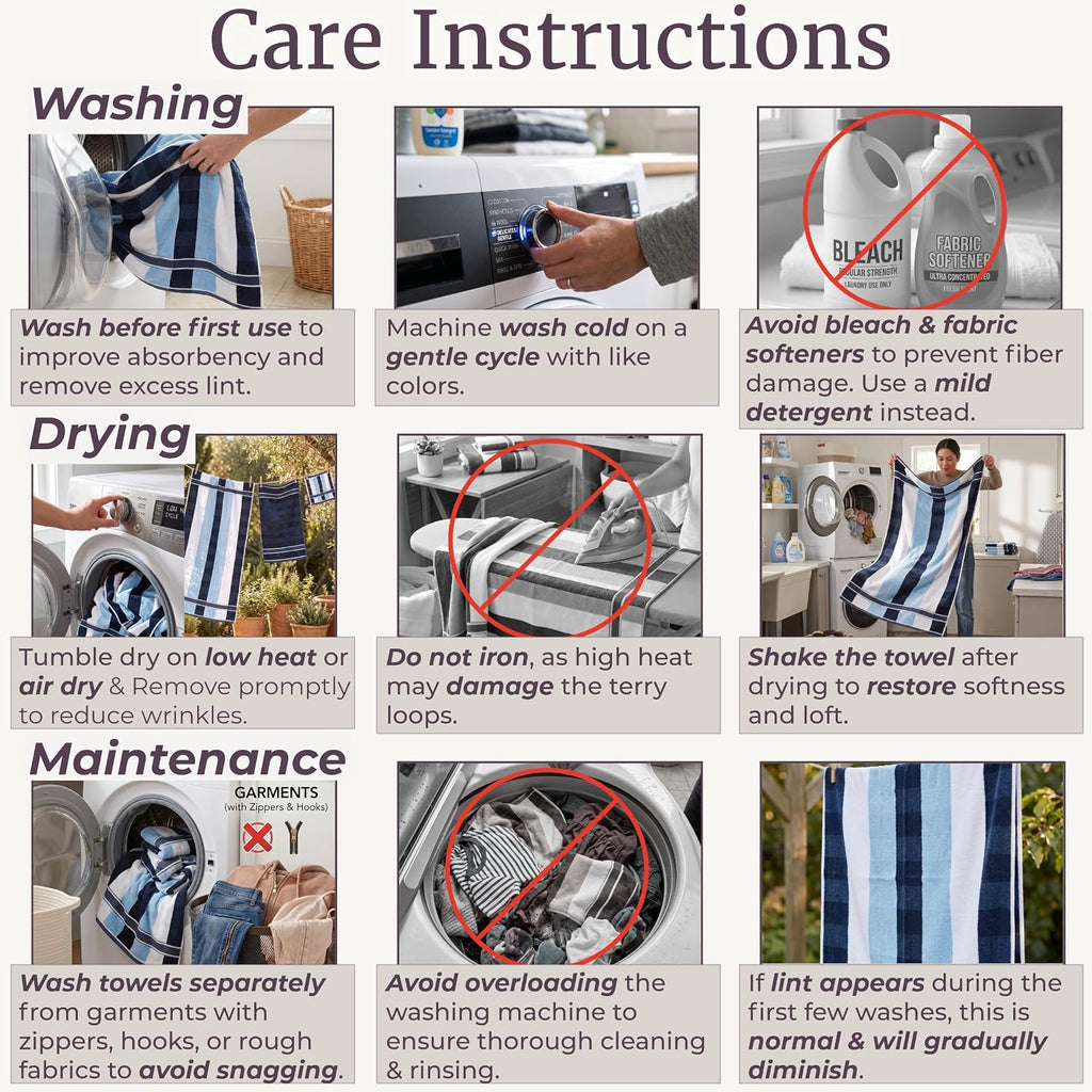 Lavish Home Bathroom Towels Set, Bathroom Accessories, Navy, Set of 6