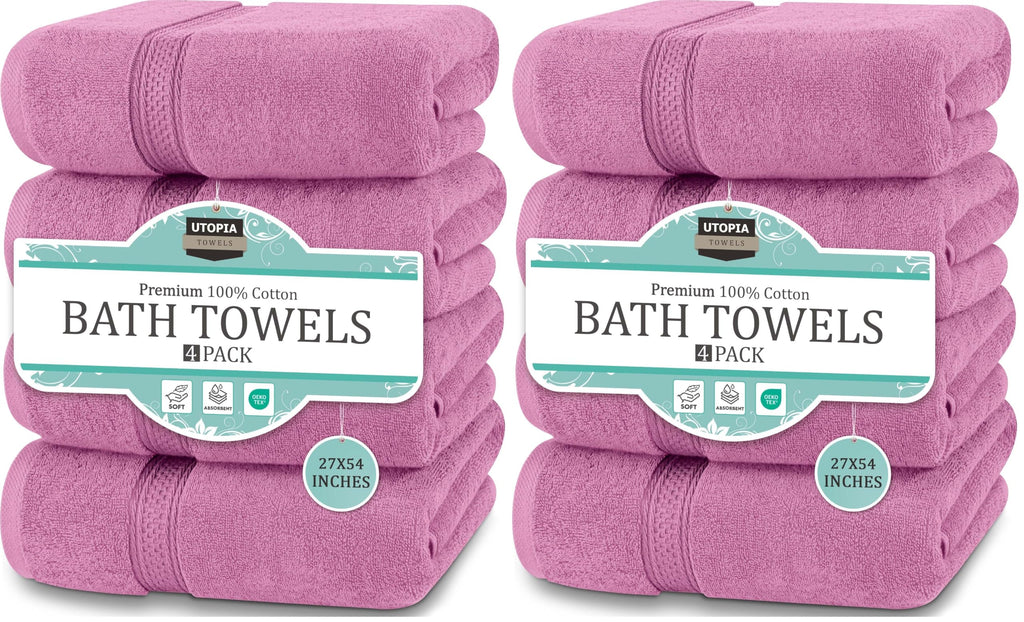 Utopia Towels 4 Pack Premium Bath Towels, 27x54 in, 600 GSM Cotton Grey