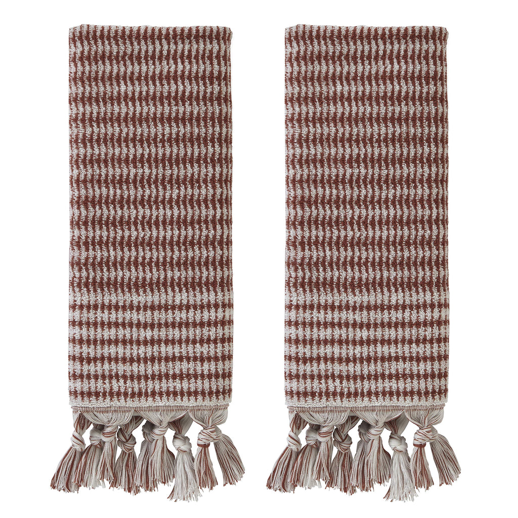 SKL Home Distressed Leaves Hand Towel Set-2pc, Turkish Cotton, Denim Blue
