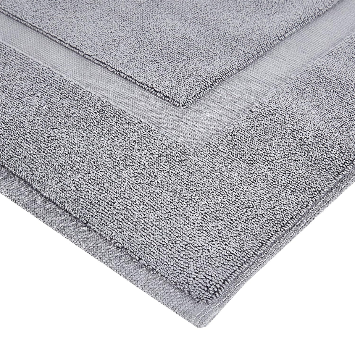 Amazon Basics Banded Bathroom Bath Rug Mat, Machine Washable, 100% Cotton, 31" x 20", Powder Gray