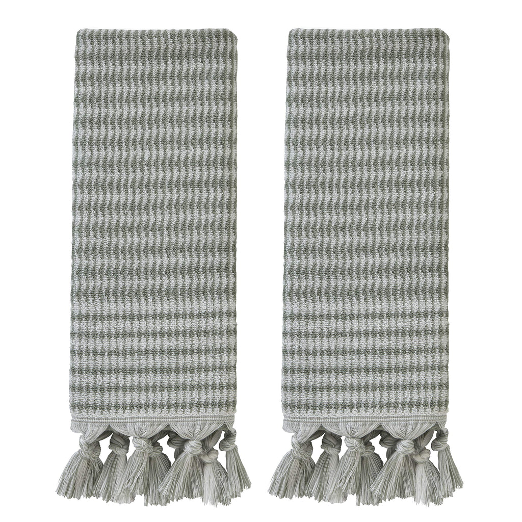 SKL Home Distressed Leaves Hand Towel Set-2pc, Turkish Cotton, Denim Blue