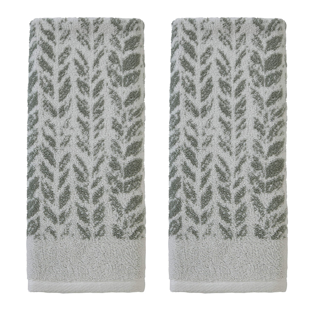 SKL Home Distressed Leaves Hand Towel Set-2pc, Turkish Cotton, Denim Blue