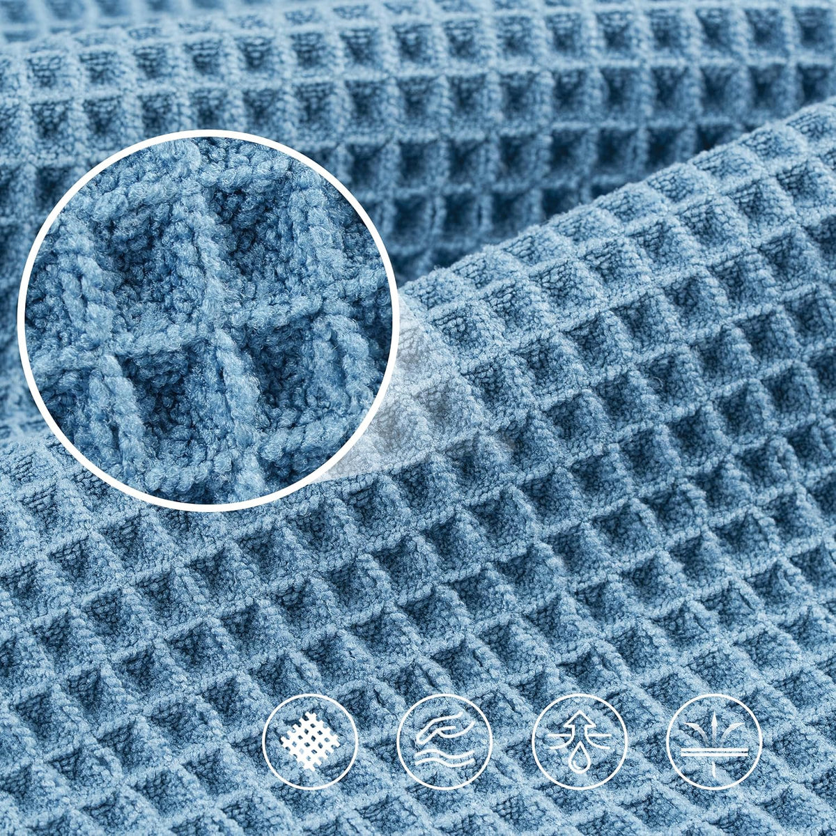 POLYTE 430 GSM Poly Blend Microfiber Quick Dry Waffle Bath Towel, 30x60 in